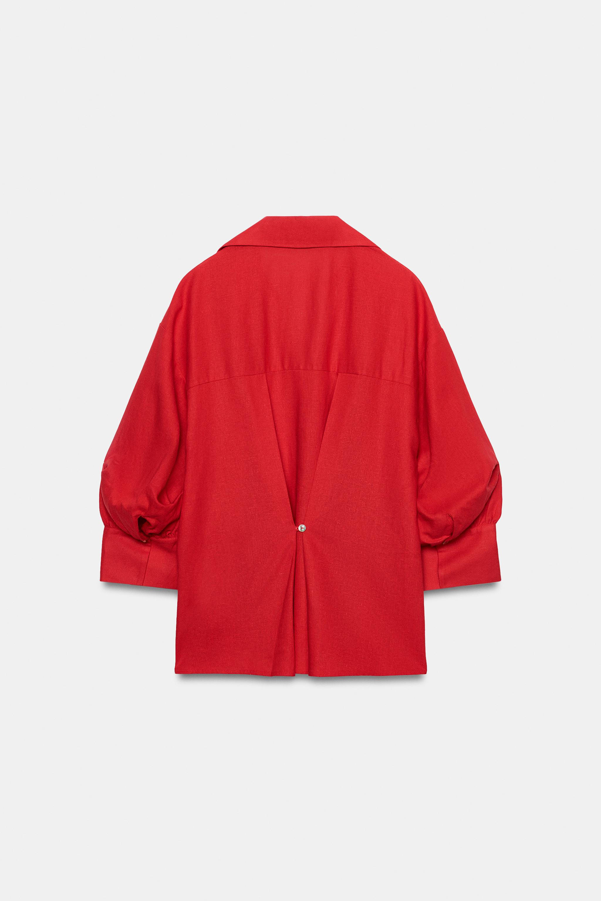 PUFF SLEEVE STRIPED LINEN SHIRT